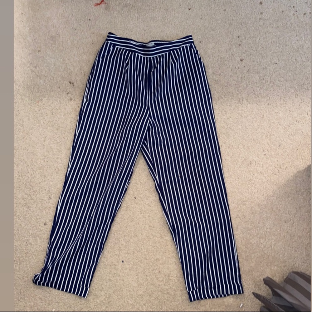 Blue and white striped pants
